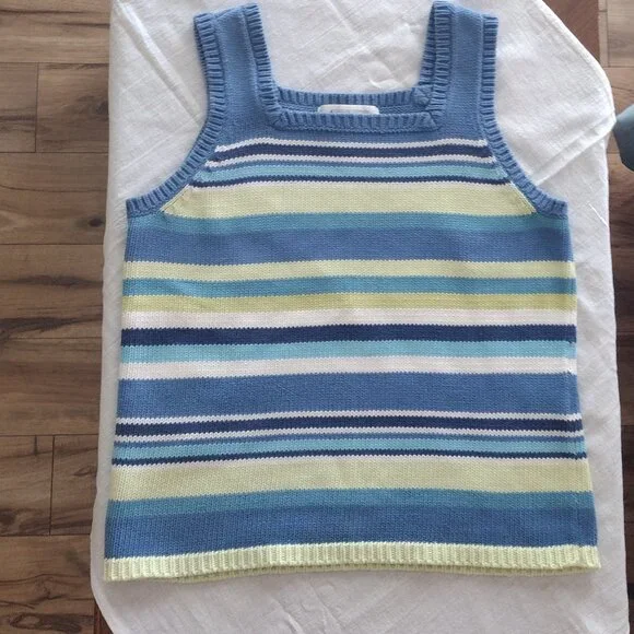 Square Neck Striped Sleeveless Sweater - Picture 7 of 13